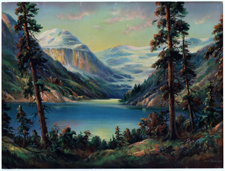 Vintage W M Thompson landscape mountains lake